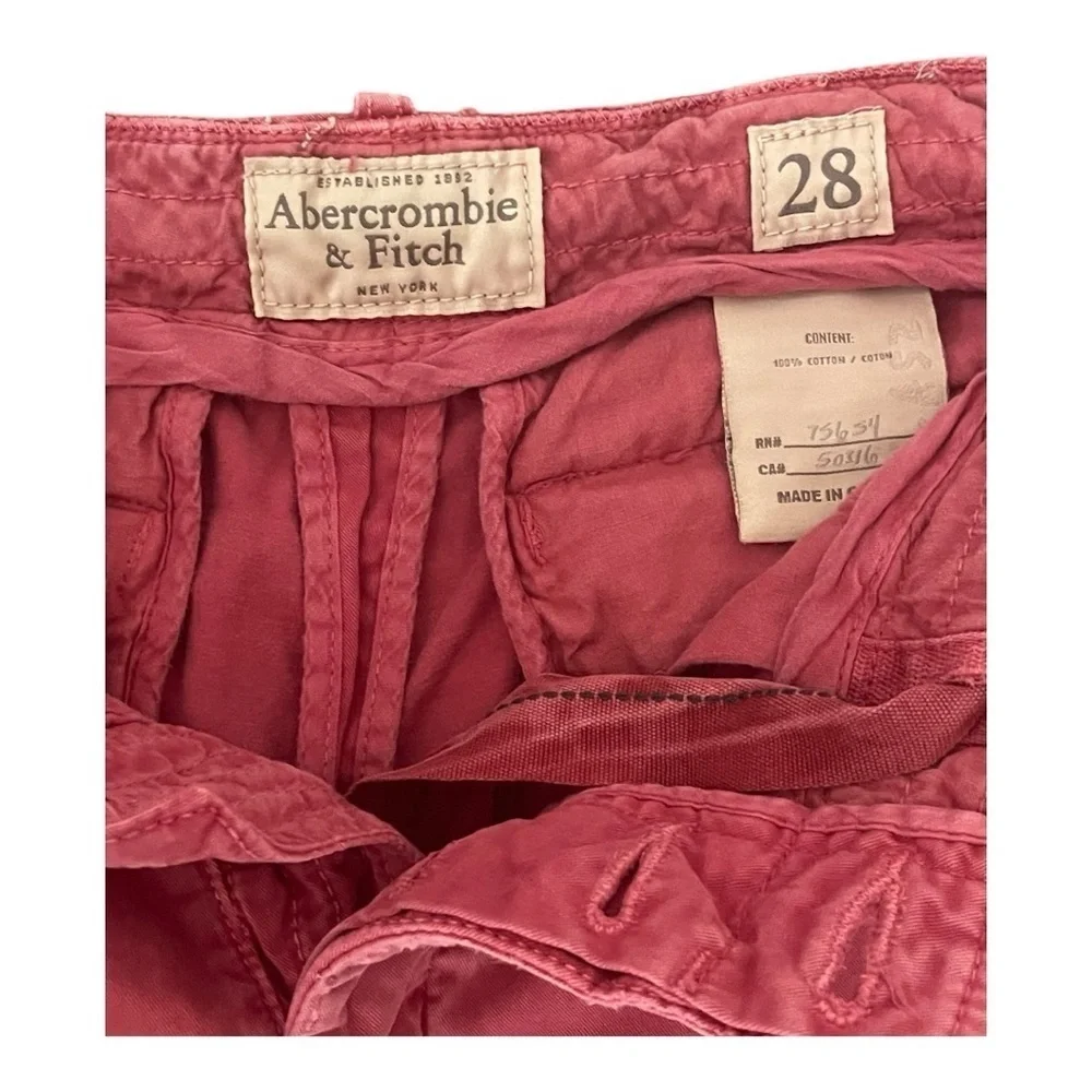Abercrombie & Fitch Men's Shorts 28 100% cotton Red Chino Button Fly Y2K